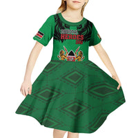 Kenya National Heroes Day Kid Short Sleeve Dress Mashujaa With Lion Head And Coat Of Arms - Wonder Print Shop