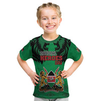 Kenya National Heroes Day Kid T Shirt Mashujaa With Lion Head And Coat Of Arms - Wonder Print Shop