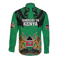 Kenya National Heroes Day Long Sleeve Button Shirt Mashujaa With Lion Head And Coat Of Arms - Wonder Print Shop