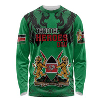 Kenya National Heroes Day Long Sleeve Shirt Mashujaa With Lion Head And Coat Of Arms - Wonder Print Shop
