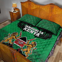 Kenya National Heroes Day Quilt Bed Set Mashujaa With Lion Head And Coat Of Arms - Wonder Print Shop