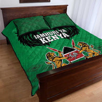 Kenya National Heroes Day Quilt Bed Set Mashujaa With Lion Head And Coat Of Arms - Wonder Print Shop