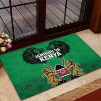 Kenya National Heroes Day Rubber Doormat Mashujaa With Lion Head And Coat Of Arms - Wonder Print Shop