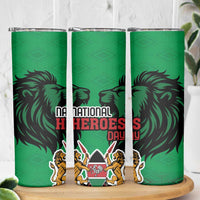 Kenya National Heroes Day Skinny Tumbler Mashujaa With Lion Head And Coat Of Arms - Wonder Print Shop