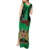Kenya National Heroes Day Tank Maxi Dress Mashujaa With Lion Head And Coat Of Arms - Wonder Print Shop