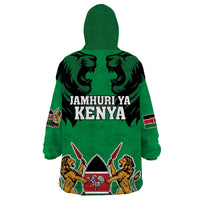 Kenya National Heroes Day Wearable Blanket Hoodie Mashujaa With Lion Head And Coat Of Arms - Wonder Print Shop