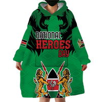 Kenya National Heroes Day Wearable Blanket Hoodie Mashujaa With Lion Head And Coat Of Arms - Wonder Print Shop