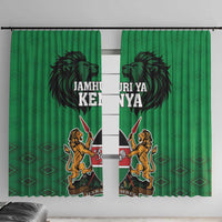 Kenya National Heroes Day Window Curtain Mashujaa With Lion Head And Coat Of Arms - Wonder Print Shop