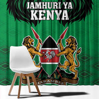 Kenya National Heroes Day Window Curtain Mashujaa With Lion Head And Coat Of Arms - Wonder Print Shop