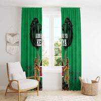 Kenya National Heroes Day Window Curtain Mashujaa With Lion Head And Coat Of Arms - Wonder Print Shop