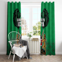 Kenya National Heroes Day Window Curtain Mashujaa With Lion Head And Coat Of Arms - Wonder Print Shop