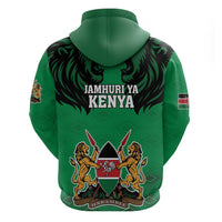 Kenya National Heroes Day Zip Hoodie Mashujaa With Lion Head And Coat Of Arms - Wonder Print Shop
