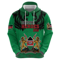 Kenya National Heroes Day Zip Hoodie Mashujaa With Lion Head And Coat Of Arms - Wonder Print Shop