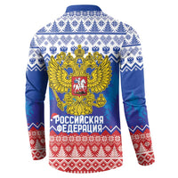 Russia Christmas Button Sweatshirt Double Headed Eagle Christmas Patterns - Wonder Print Shop