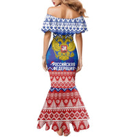 Russia Christmas Family Matching Mermaid Dress and Hawaiian Shirt Double Headed Eagle Christmas Patterns - Wonder Print Shop