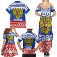 Russia Christmas Family Matching Summer Maxi Dress and Hawaiian Shirt Double Headed Eagle Christmas Patterns - Wonder Print Shop