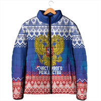 Russia Christmas Padded Jacket Double Headed Eagle Christmas Patterns - Wonder Print Shop
