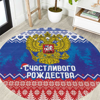 Russia Christmas Round Carpet Double Headed Eagle Christmas Patterns - Wonder Print Shop