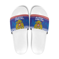 Russia Christmas Slide Sandals Double Headed Eagle Christmas Patterns - Wonder Print Shop