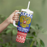 Russia Christmas Tumbler With Handle Double Headed Eagle Christmas Patterns - Wonder Print Shop