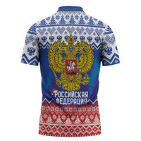 Russia Christmas Zipper Polo Shirt Double Headed Eagle Christmas Patterns - Wonder Print Shop