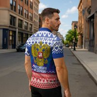 Russia Christmas Zipper Polo Shirt Double Headed Eagle Christmas Patterns - Wonder Print Shop