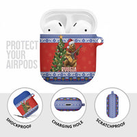 Russia Christmas AirPods Case Brown Bear Playing Balalaika - Wonder Print Shop