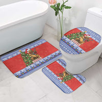 Russia Christmas Bathroom Set Brown Bear Playing Balalaika - Wonder Print Shop