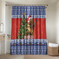 Russia Christmas Bathroom Set Brown Bear Playing Balalaika - Wonder Print Shop