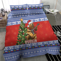 Russia Christmas Bedding Set Brown Bear Playing Balalaika - Wonder Print Shop