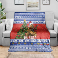 Russia Christmas Blanket Brown Bear Playing Balalaika - Wonder Print Shop