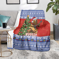 Russia Christmas Blanket Brown Bear Playing Balalaika - Wonder Print Shop