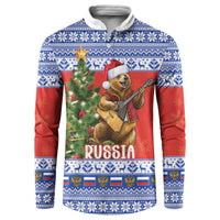 Russia Christmas Button Sweatshirt Brown Bear Playing Balalaika - Wonder Print Shop