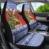Russia Christmas Car Seat Cover Brown Bear Playing Balalaika - Wonder Print Shop