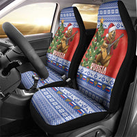 Russia Christmas Car Seat Cover Brown Bear Playing Balalaika - Wonder Print Shop