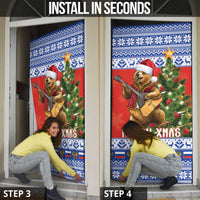 Russia Christmas Door Cover Brown Bear Playing Balalaika - Wonder Print Shop