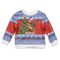 Russia Christmas Kid Ugly Christmas Sweater Brown Bear Playing Balalaika - Wonder Print Shop