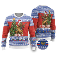 Russia Christmas Ugly Christmas Sweater Brown Bear Playing Balalaika - Wonder Print Shop
