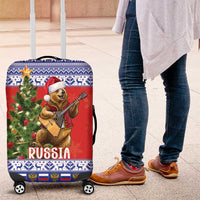 Russia Christmas Luggage Cover Brown Bear Playing Balalaika - Wonder Print Shop