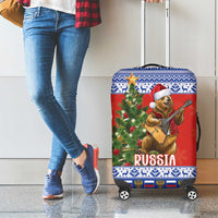 Russia Christmas Luggage Cover Brown Bear Playing Balalaika - Wonder Print Shop
