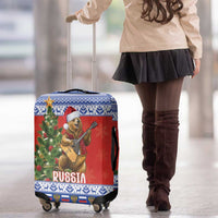 Russia Christmas Luggage Cover Brown Bear Playing Balalaika - Wonder Print Shop