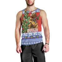 Russia Christmas Men Tank Top Brown Bear Playing Balalaika - Wonder Print Shop