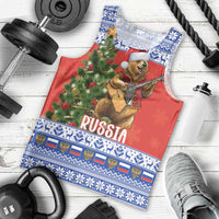 Russia Christmas Men Tank Top Brown Bear Playing Balalaika - Wonder Print Shop