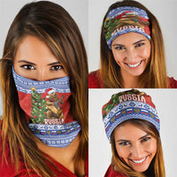 Russia Christmas Neck Gaiter Brown Bear Playing Balalaika - Wonder Print Shop