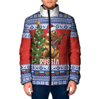 Russia Christmas Padded Jacket Brown Bear Playing Balalaika - Wonder Print Shop