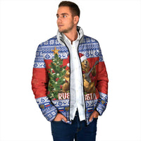 Russia Christmas Padded Jacket Brown Bear Playing Balalaika - Wonder Print Shop