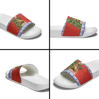 Russia Christmas Slide Sandals Brown Bear Playing Balalaika - Wonder Print Shop