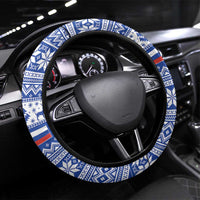 Russia Christmas Steering Wheel Cover Brown Bear Playing Balalaika - Wonder Print Shop