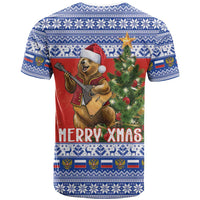 Russia Christmas T Shirt Brown Bear Playing Balalaika - Wonder Print Shop