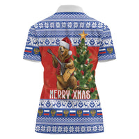 Russia Christmas Women Polo Shirt Brown Bear Playing Balalaika - Wonder Print Shop